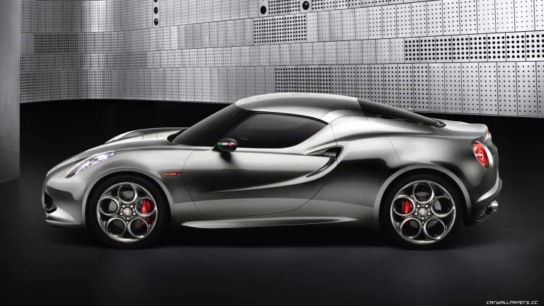 a silver alfa romeo 4c in studio lighting, alfa romeo 4c concept, alfa romeo, cars, automobiles, compartment, discs, wheels, interiors, sports cars, auto, vehicles