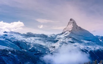 the matterhorn peak in the morning sun, alps, clouds, fog, glaciers, landscapes, mountains, peaks, hills, snow, switzerland, winter, winters, nature, world