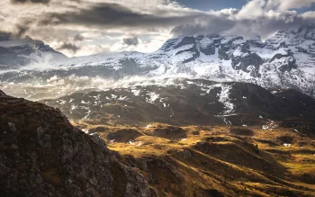the snow-capped peaks of the dolomites, alps, cliffs, clouds, landscapes, mountains, peaks, hills, snow, valleys, nature, world