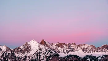 the snow-capped peaks of the alps bathed in the pink light of the predawn sky, alps, cliffs, landscapes, morning, mountains, peaks, hills, sky, snow, sunrises, dawn, winter, winters, nature, world