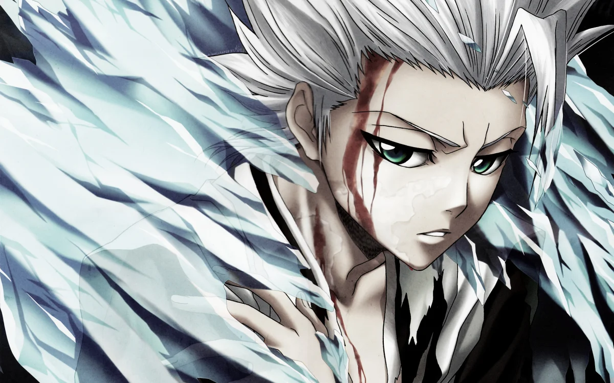 toshiro hitsugaya surrounded by ice crystals, animation, anime, characters, actors, ice, ices, japan, magic, other