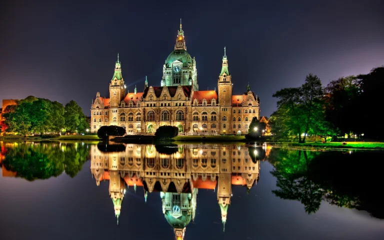 Nighttime Illumination of the New Town Hall in Hanover