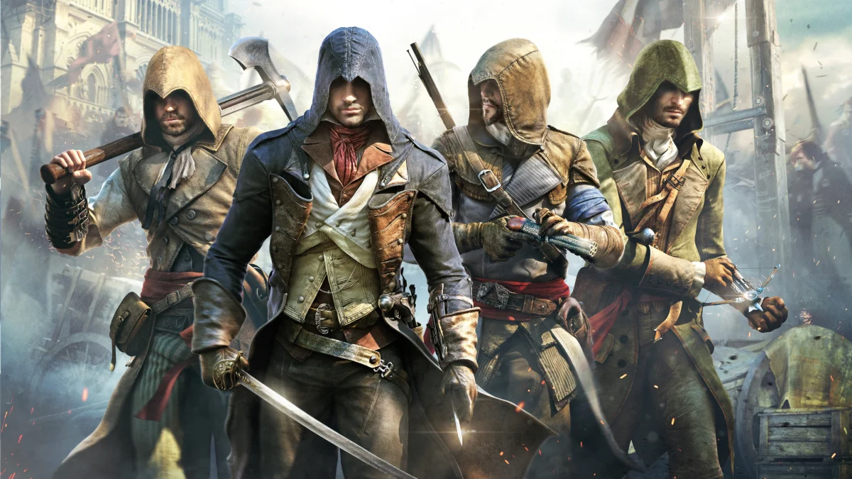 A group of assassins in historical costumes