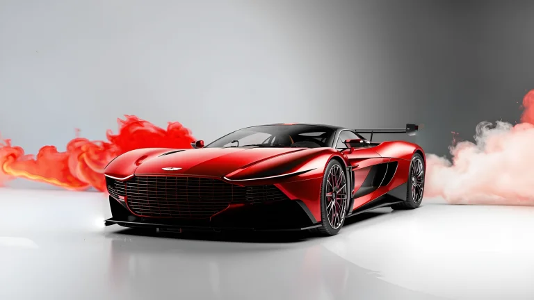 червоний aston martin vulcan у хмарах диму, aston martin valkyrie, aston martin, астон мартін, дим, диски, колеса, машини, автомобілі, спорткари, суперкари, гіперкари, фари, авто