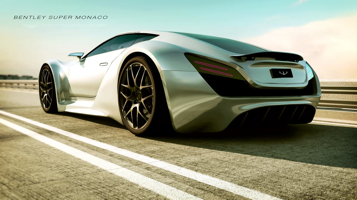 The Bentley Super Monaco Concept on a sun-drenched highway