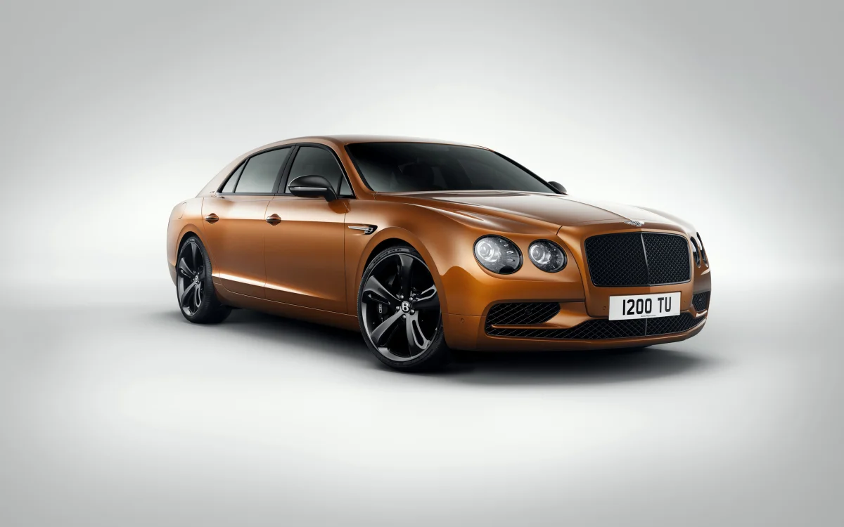 a copper-colored bentley flying spur against a studio backdrop, bentley flying spur w12 s, bentley, cars, automobiles, discs, wheels, headlights, sedans, auto, vehicles