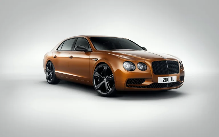 a copper-colored bentley flying spur against a studio backdrop, bentley flying spur w12 s, bentley, cars, automobiles, discs, wheels, headlights, sedans, auto, vehicles