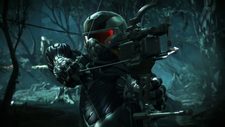 пророк у нанокостюмі з луком, crysis, крізіс, воїни, зброя, кіборги, ліс, ліси, луки, персонажі, актори, ігри