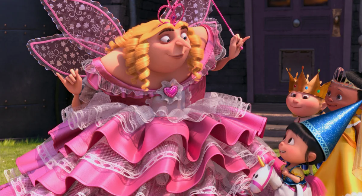 Grue dressed as a fairy at a children's party