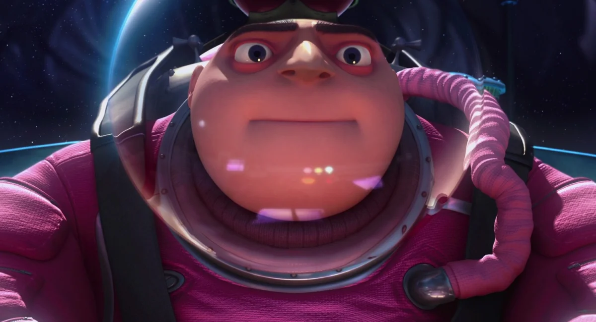 gru in a spacesuit against the backdrop of a starry sky, animation, characters, actors, cosmonauts, spacesuits, astronauts, despicable me, for kids, minions, space, stars