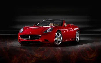 A red Ferrari California under studio lighting