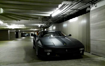 матовый ferrari f355 в свете ламп подземного паркинга, ferrari f355, ferrari, машины, автомобили, спорткары, суперкары, гиперкары, феррари, авто
