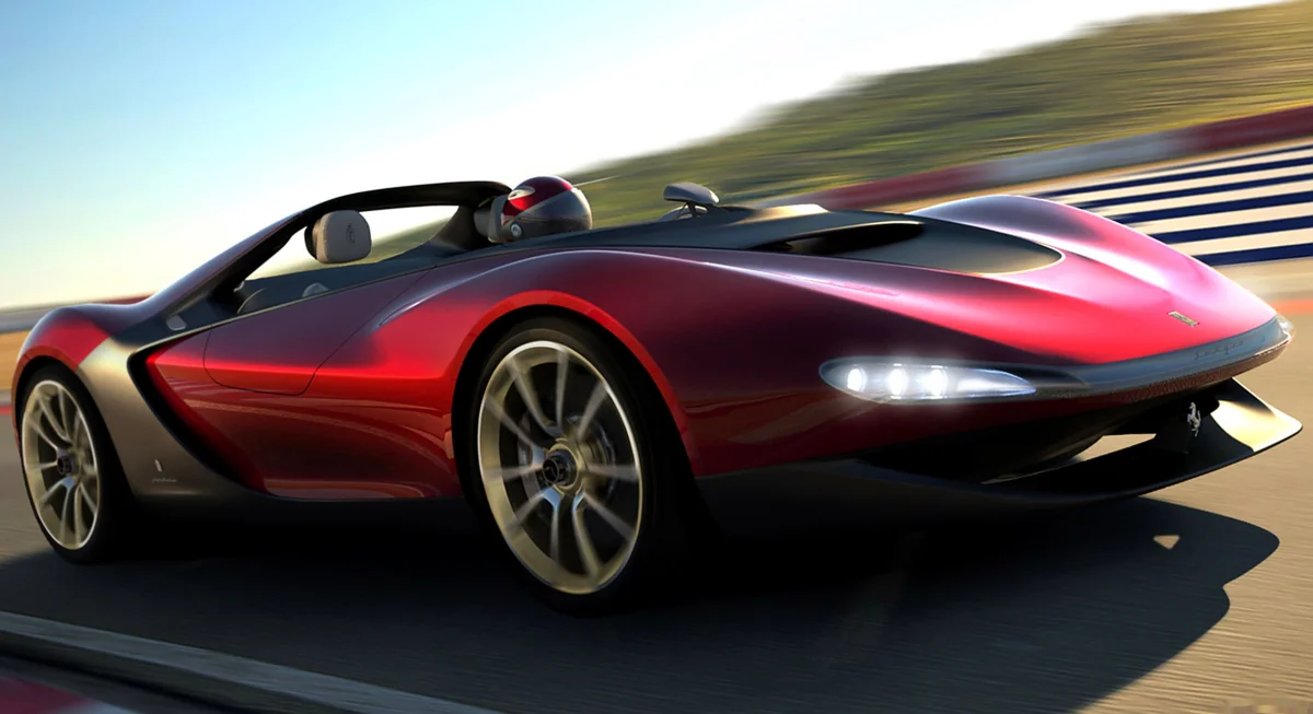 The Ferrari Monza SP1 in the sunshine on the race track
