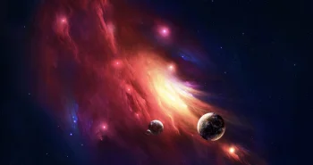 planets against the backdrop of a bright nebula, galaxies, nebulae, planets, space, stars, the universe, astronomy, earth, the sun