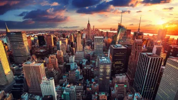 Sunset over the Empire State Building in New York