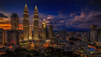 The Glowing Petronas Towers in Kuala Lumpur at Night