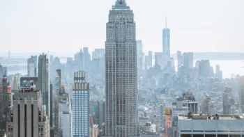 The Empire State Building in the haze of a New York morning