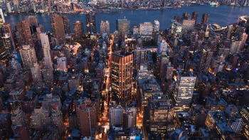A bird's-eye view of the lights of New York City at night
