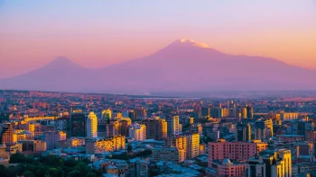Sunset over Yerevan and Mount Ararat, Armenia