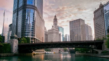 trump international hotel and the tower over the chicago river, trump international hotel, chicago, bridges, cities, city, cityscape, cityscapes, clouds, contemporary architecture, hotels, reflections, rivers, canals, streams, sky, skyscrapers, usa, united states, architecture, world