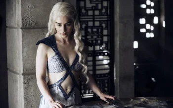 daenerys targaryen in the dim light of the stone halls of westeros, emilia clarke, blondes, characters, actors, game of thrones, interiors, tv shows, women, movies, cinema