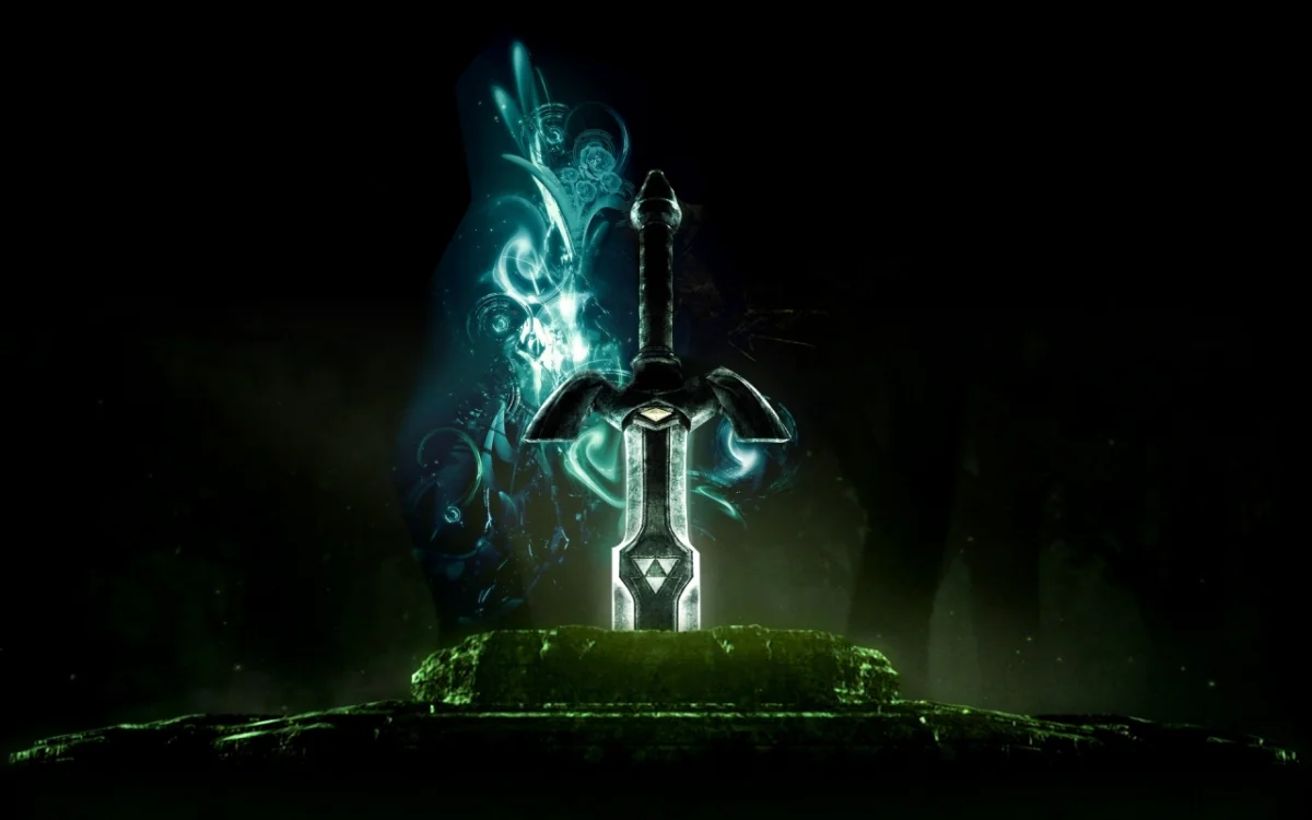 Высший меч Master Sword в сиянии магического света
