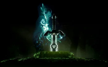 The Master Sword, bathed in magical light