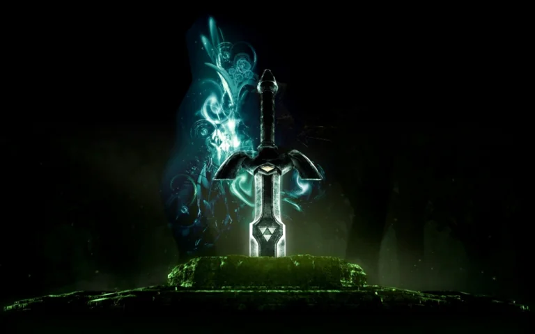 The Master Sword, bathed in magical light