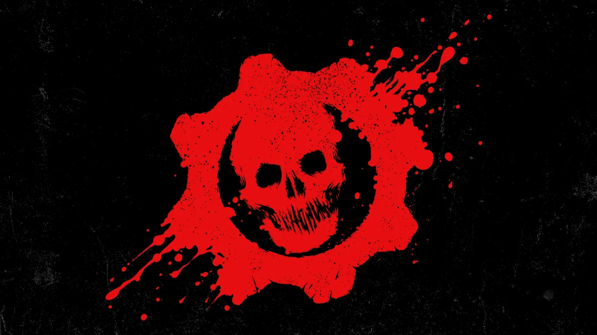 The blood-red Gears of War logo on a black background
