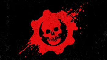 The blood-red Gears of War logo on a black background