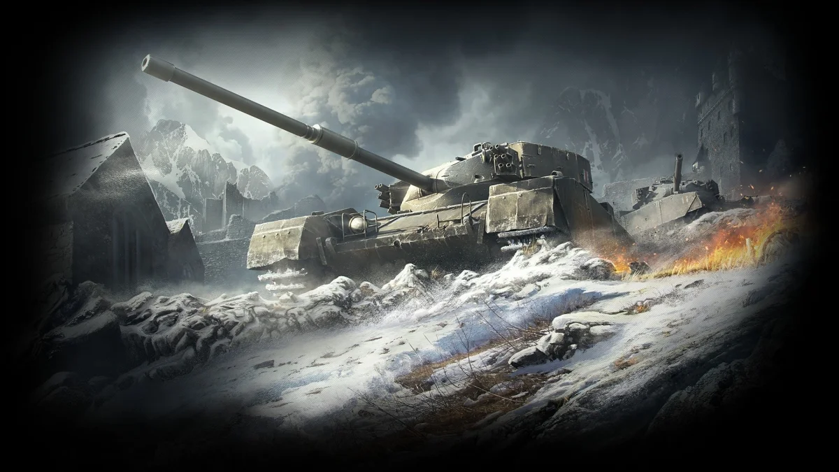 A Centurion tank in the snow-covered mountains