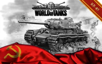 A Soviet KV-85 heavy tank in the heat of battle