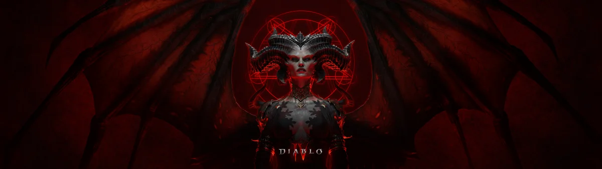 Лилит с огромными крыльями в красном свечении Diablo IV