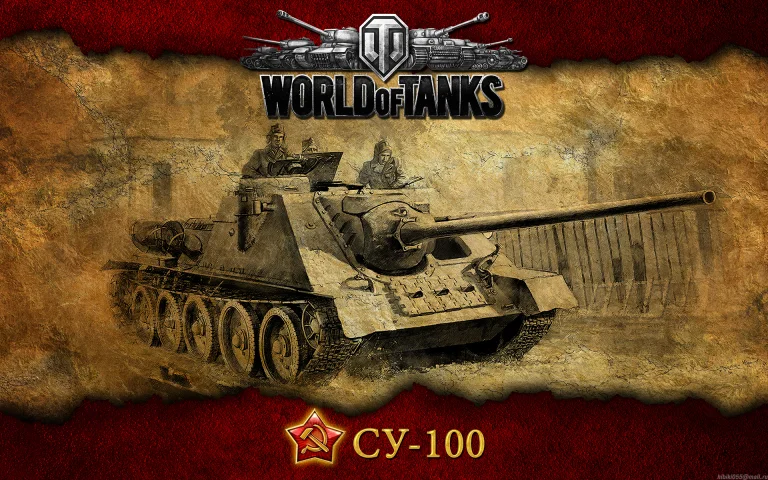 Soviet SU-100 self-propelled gun in the style of a military sketch
