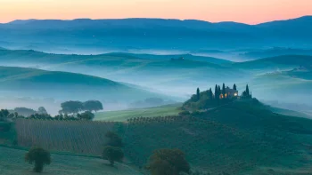 Morning fog over the hills of Tuscany