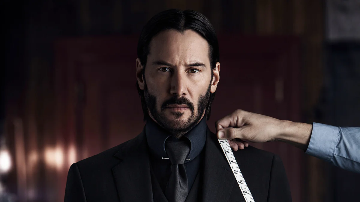 Keanu Reeves as John Wick at a costume fitting