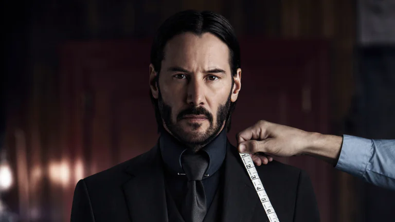 Keanu Reeves as John Wick at a costume fitting