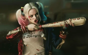 harley quinn with a baseball bat in "the suicide squad", the suicide squad, characters, actors, cinema, harley quinn, margot robbie, suicide squad, superheroes, weapon, women, movies