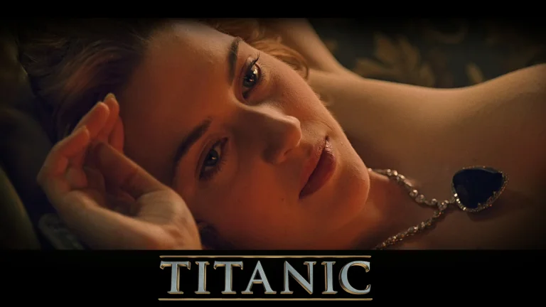 rose dewitt bukater wearing the heart of the ocean pendant in the movie "titanic", titanic, actresses, characters, actors, cinema, hollywood, kate winslet, look, views, glance, women, movies