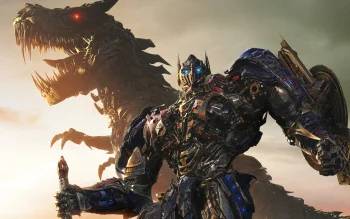 optimus prime and grimlock in "transformers: age of extinction", transformers: age of extinction, aliens, characters, actors, cinema, dinosaurs, heroes, robots, science fiction, swords, transformers, movies