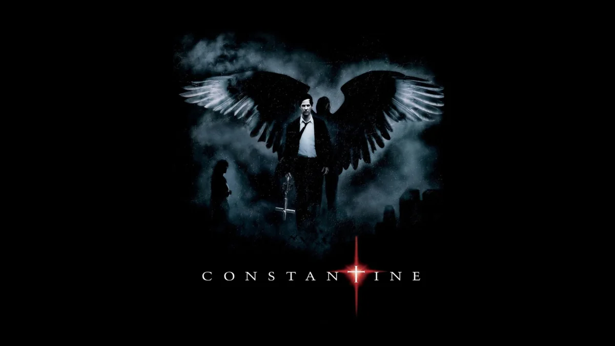 John Constantine with angel wings in the gloomy light