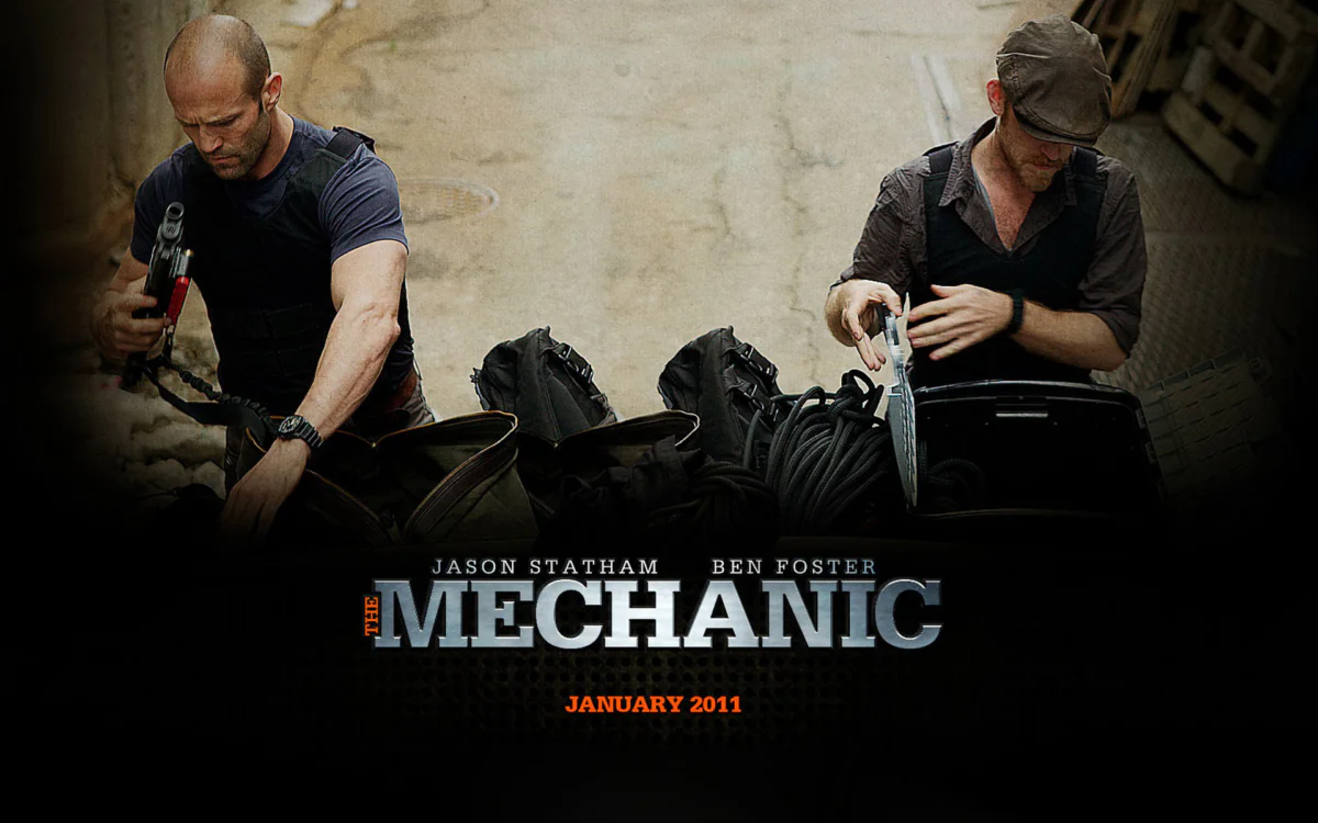 Jason Statham and Ben Foster in the action film "The Mechanic"