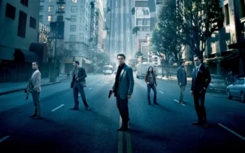 Cobb's team on the streets of Los Angeles in the movie "Inception"