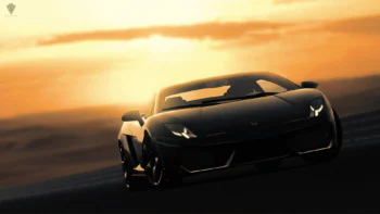 A Lamborghini Gallardo against the backdrop of a golden sunset