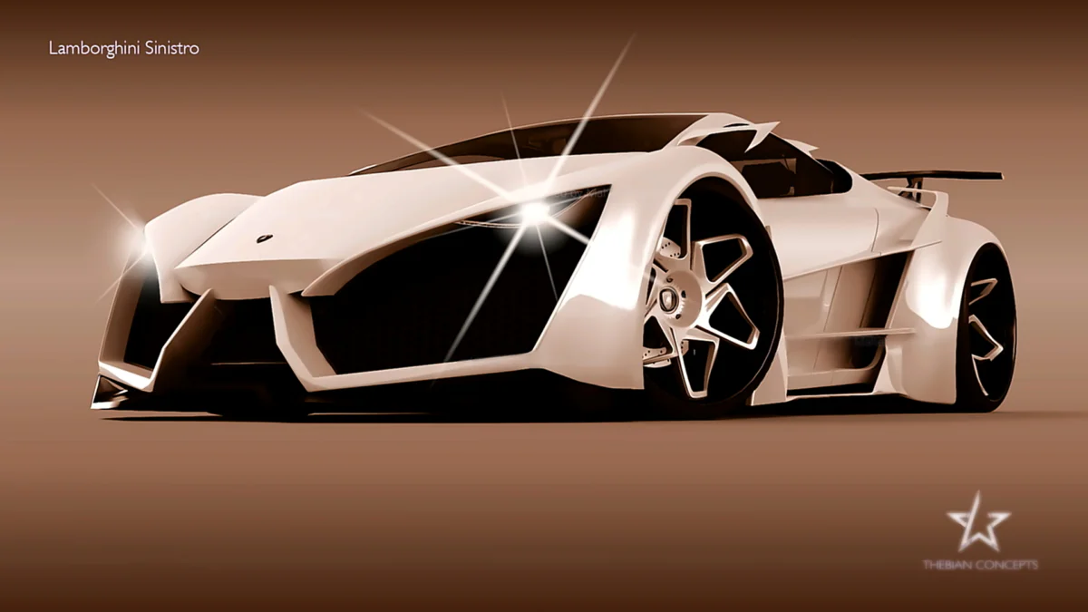 The Lamborghini Sinistro concept car under studio lighting