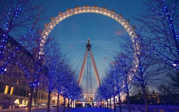 оглядове колесо «london eye», london eye, велика британія, англія, вулиці, дерева, колеса огляду, лондон, лондонське око, міста, місто, міський пейзаж, міські пейзажі, міські краєвиди, нічні вогні, вогні, ліхтарі, підсвітка, ніч, новий рік, різдво, архітектура