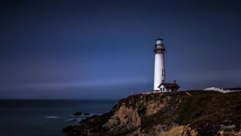 Pigeon Point Lighthouse at twilight on the California coast