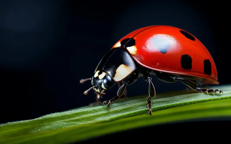a seven-spotted ladybug on a green leaf, beetles, insects, leaves, foliage, leafage, frondage, macro photography, macro, animals, fauna