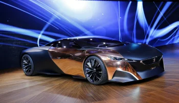 the peugeot onyx concept car in the glow of neon lights, peugeot onyx, cars, automobiles, discs, wheels, peugeot, sports cars, auto, vehicles