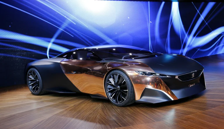 концепт-кар peugeot onyx у світлі неонових вогнів, peugeot onyx, peugeot, диски, колеса, машини, автомобілі, пежо, спорткари, авто